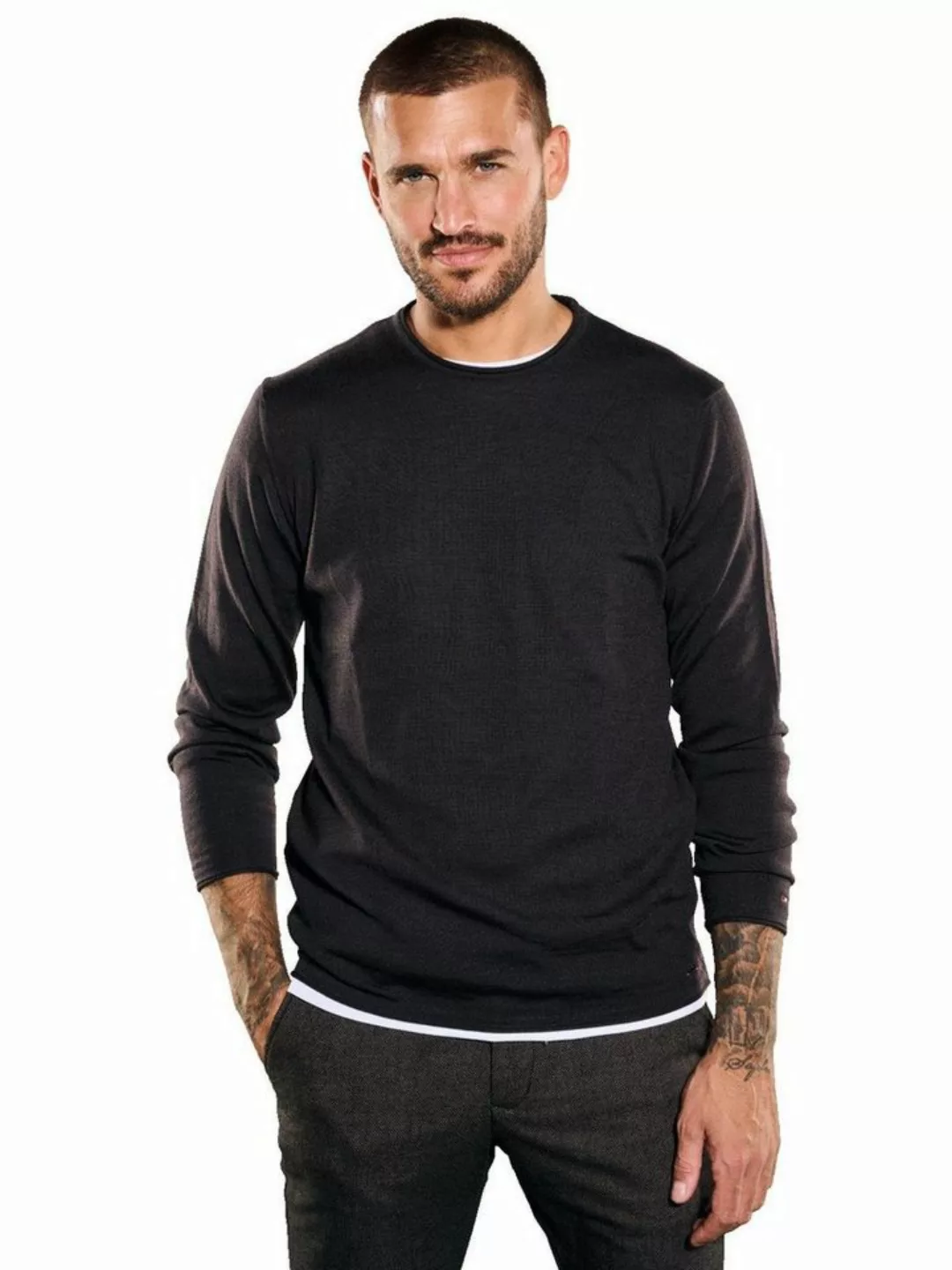 emilio adani Rundhalspullover Pullover aus Merinowolle günstig online kaufen