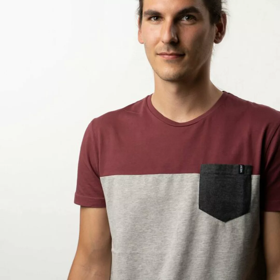 Verdy - Halfbase T-shirt Aus Biobaumwoll-mix, Bordeaux/grau & Beige/schwarz günstig online kaufen