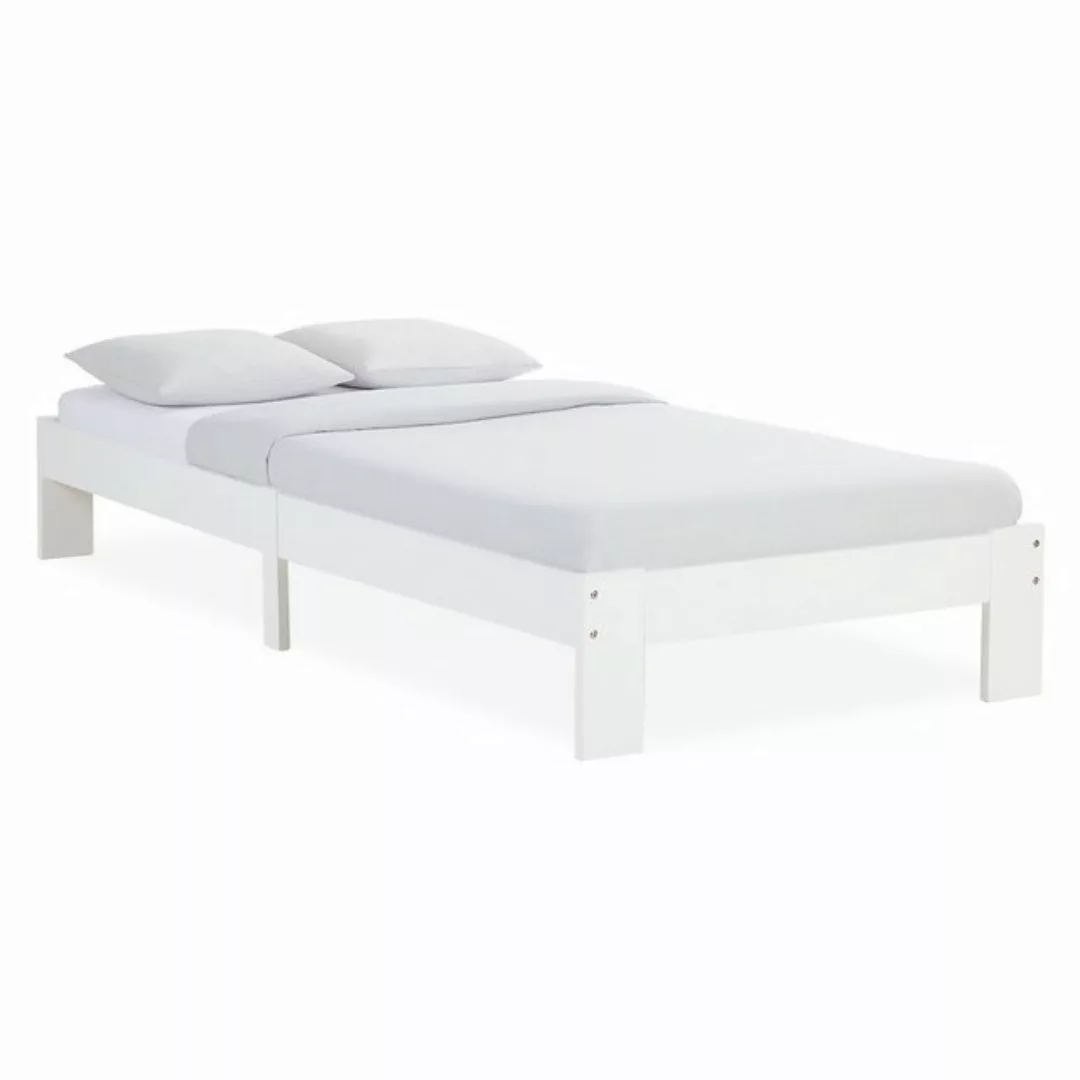 Homestyle4u Holzbett Einzelbett 90x200 Lattenrost Weiß Bett (Set) günstig online kaufen