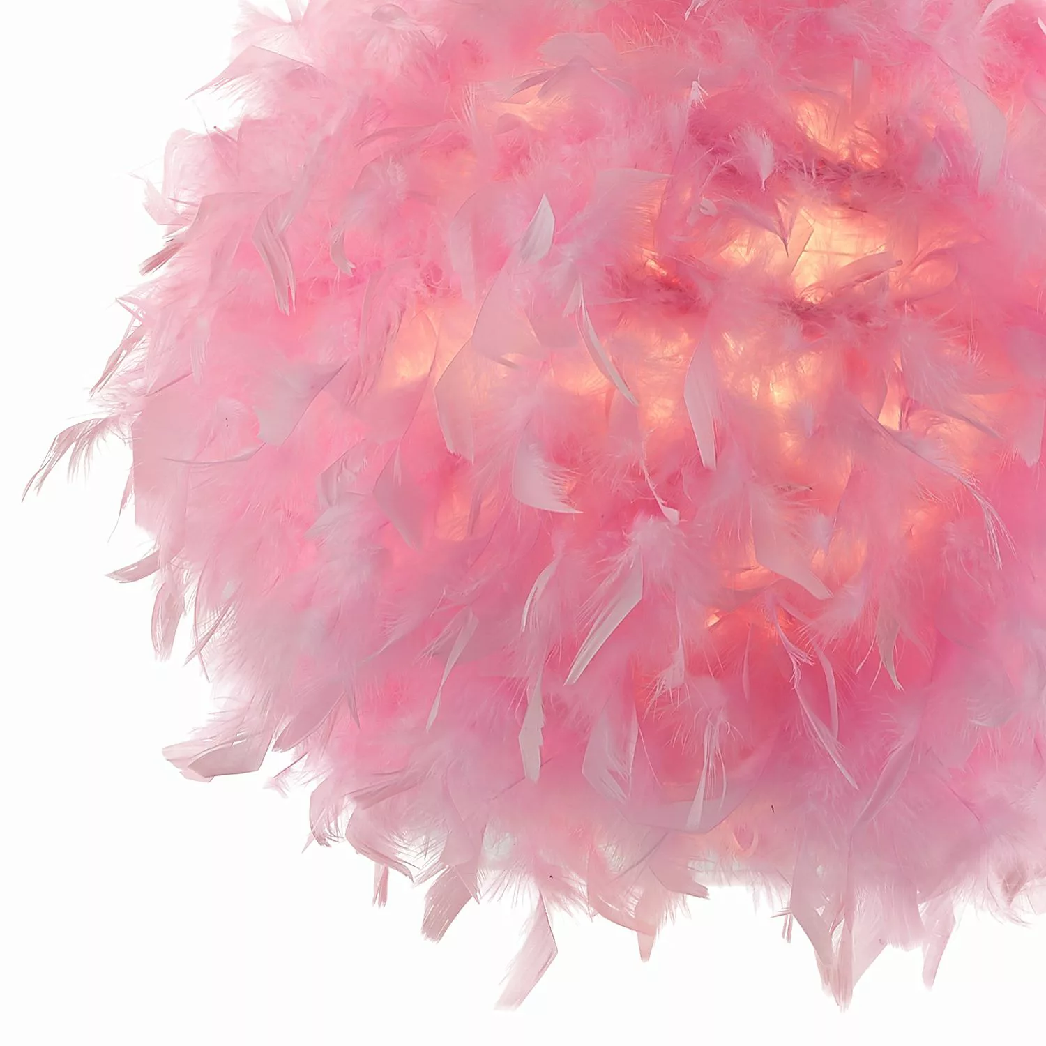 home24 Nino Leuchten Pendelleuchte Ducky IV Federn/Papier Pink Glamour Dimm günstig online kaufen