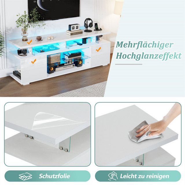 autolock TV-Schrank Moderner Hochglanz TV-Schrank mit LED-Beleuchtung günstig online kaufen