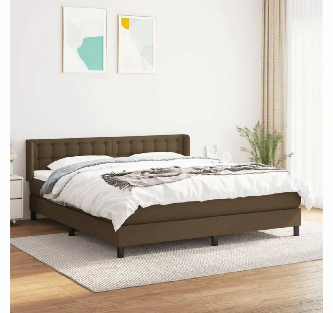 vidaXL Boxspringbett Boxspringbett mit Matratze Dunkelbraun 180x200 cm Stof günstig online kaufen