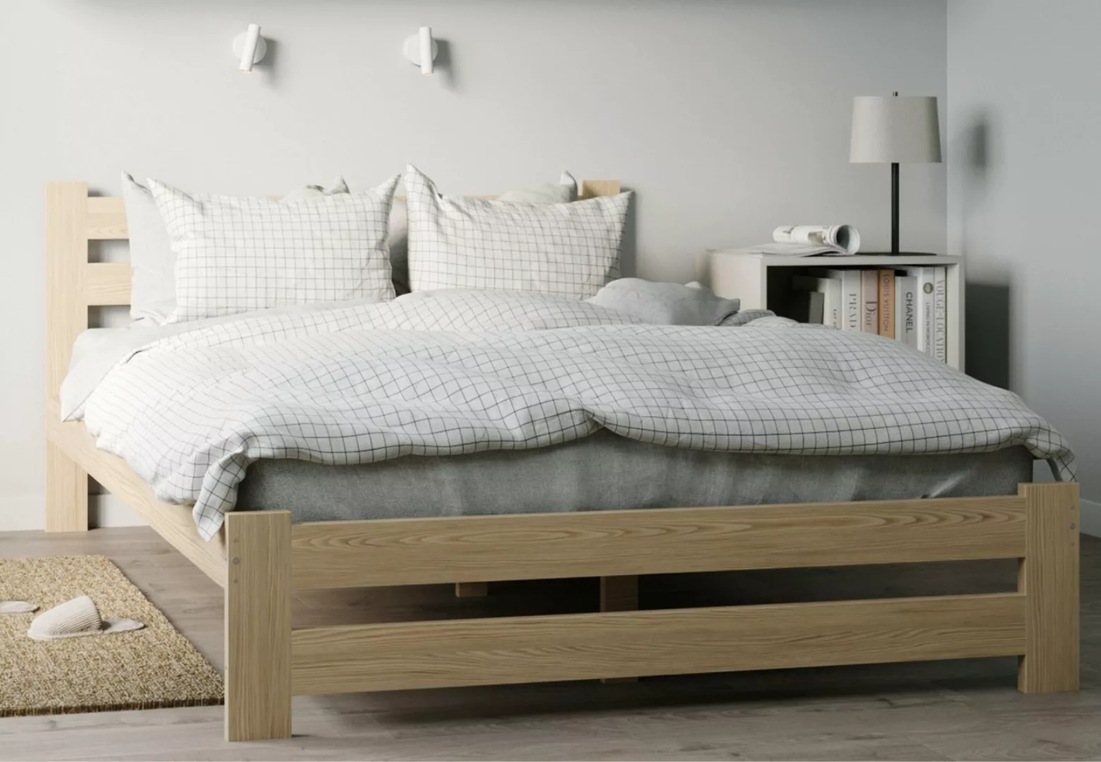 Home Collective Holzbett mit Lattenrost Modern Bett Kiefer Bettgestell Mass günstig online kaufen