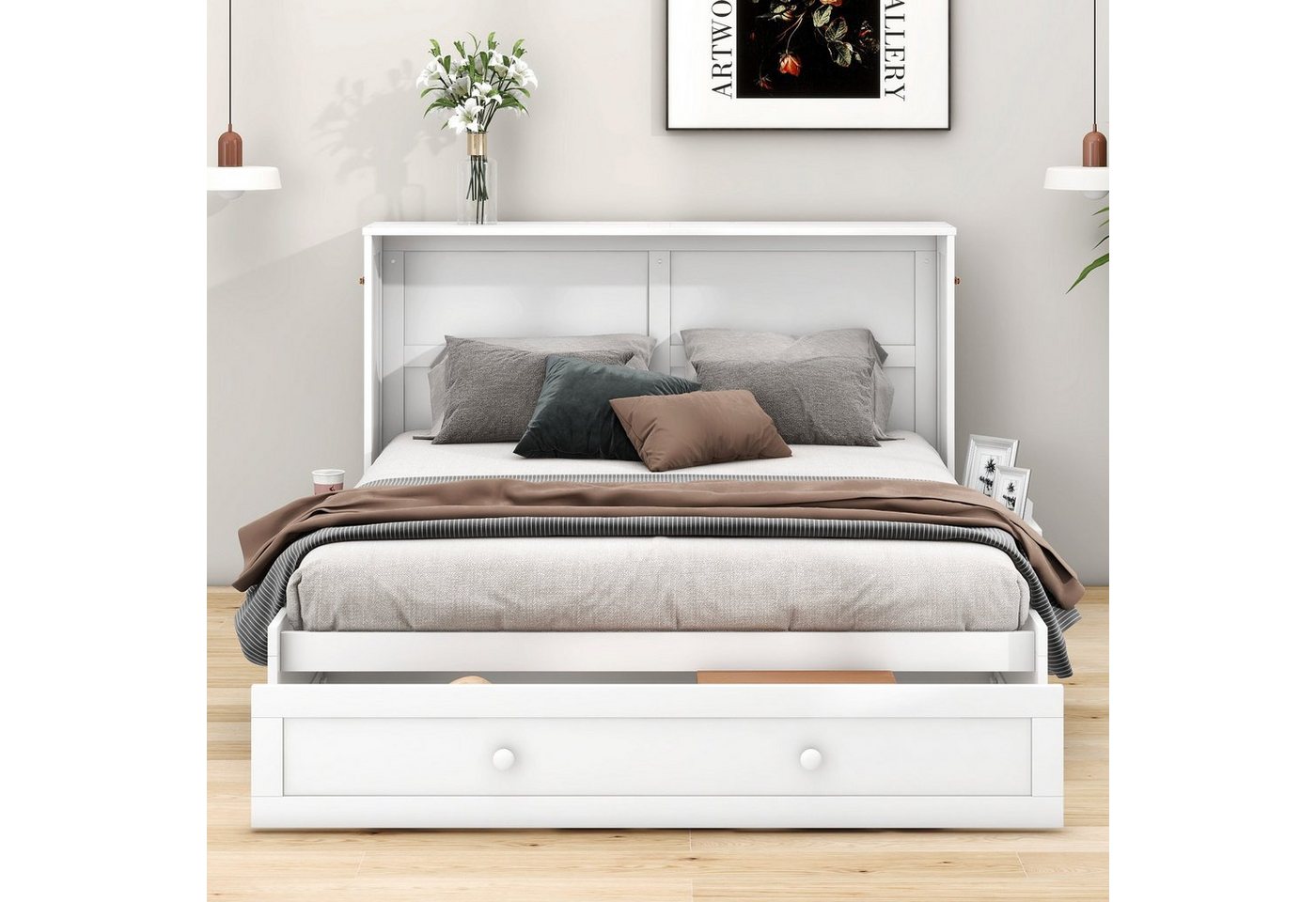 HAUSS SPLOE Schrankbett 140 x 200cm mit Schubladen am Bettende und kleinem günstig online kaufen