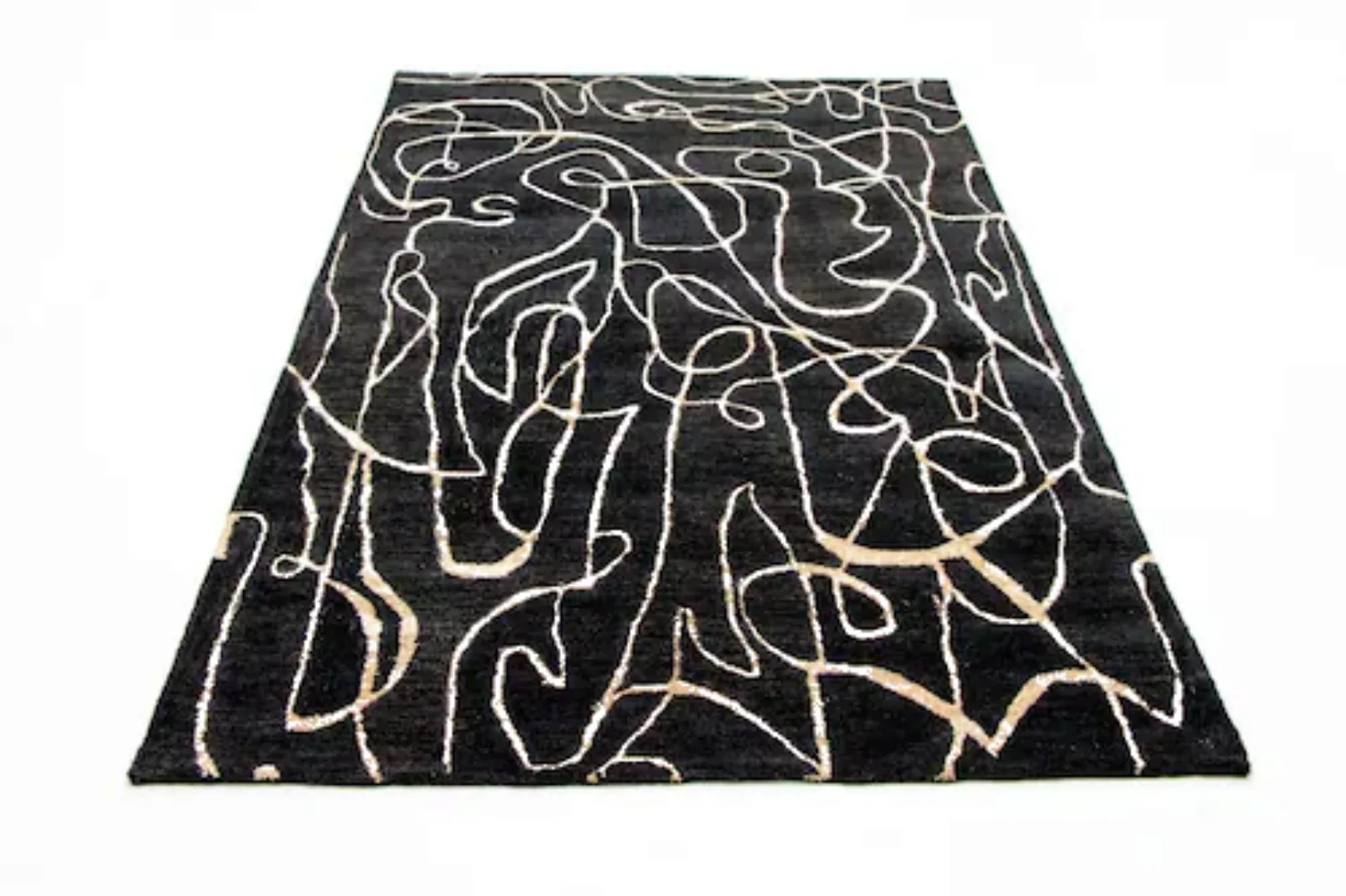 morgenland Wollteppich »Designer Teppich handgetuftet blau«, rechteckig günstig online kaufen