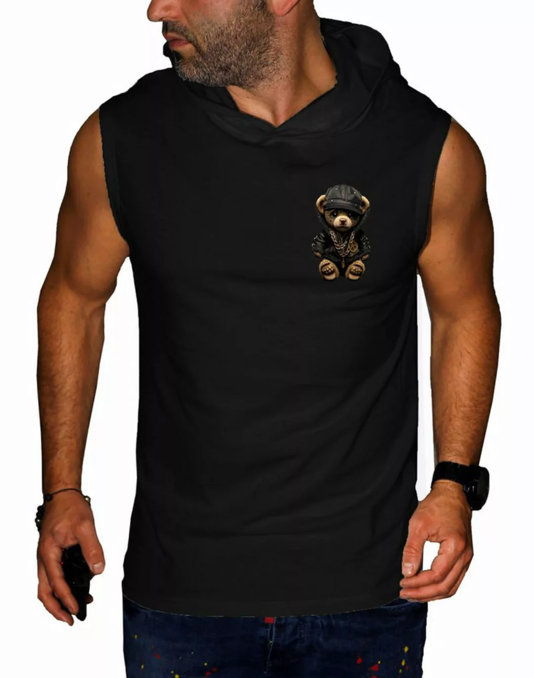 RMK Tanktop Herren Tanktop Muskelshirt Gym Ärmellos Shirt mit Teddybär Druc günstig online kaufen