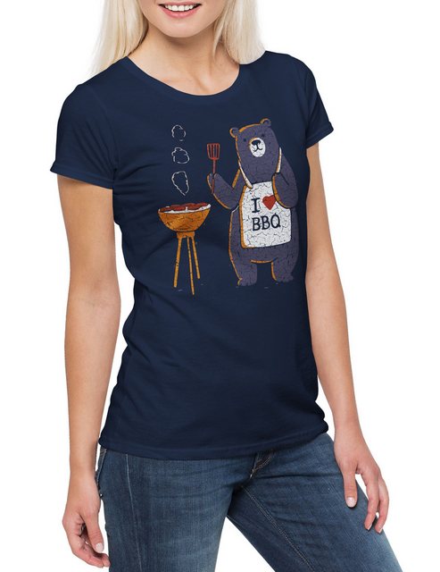 Urban Backwoods Print-Shirt Bear Grills Damen T-Shirt BBQ Burger Steak Barb günstig online kaufen