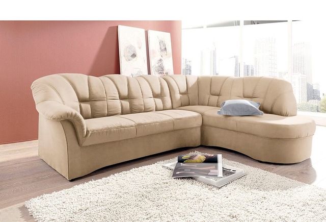 DOMO collection Ecksofa "Papenburg, zeitlose Rückensteppung, elegante Armle günstig online kaufen