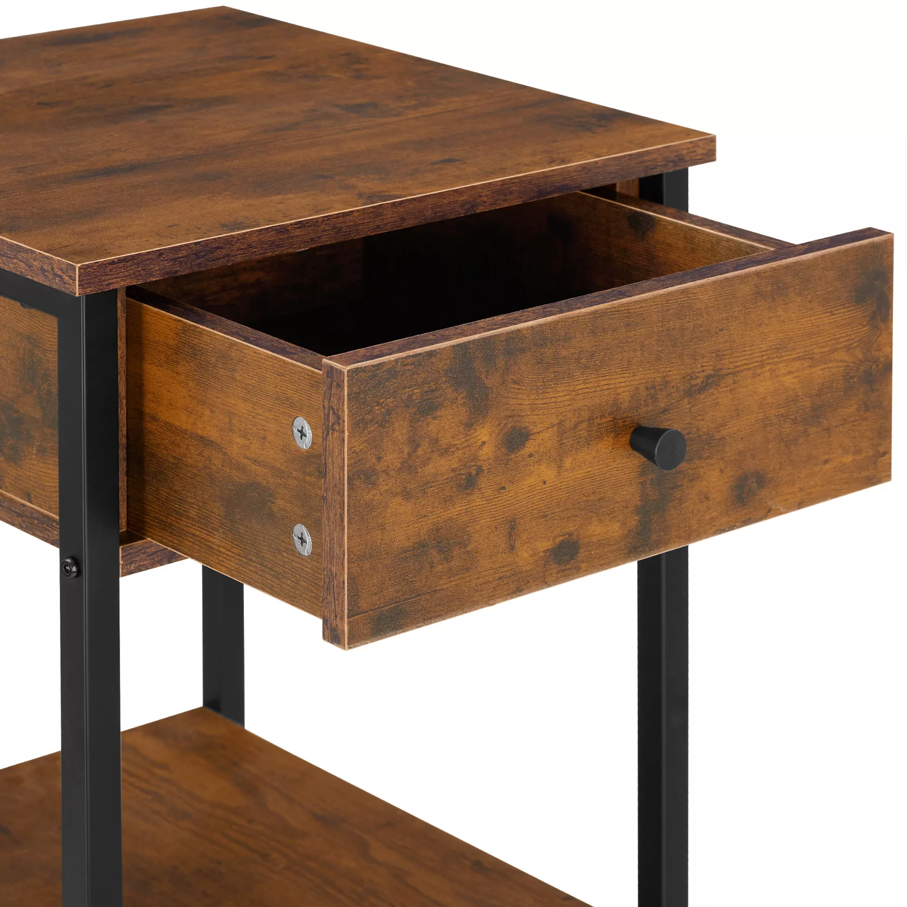 Nachttisch Bradford 40x40x55,5cm - Industrial Holz dunkel, rustikal günstig online kaufen