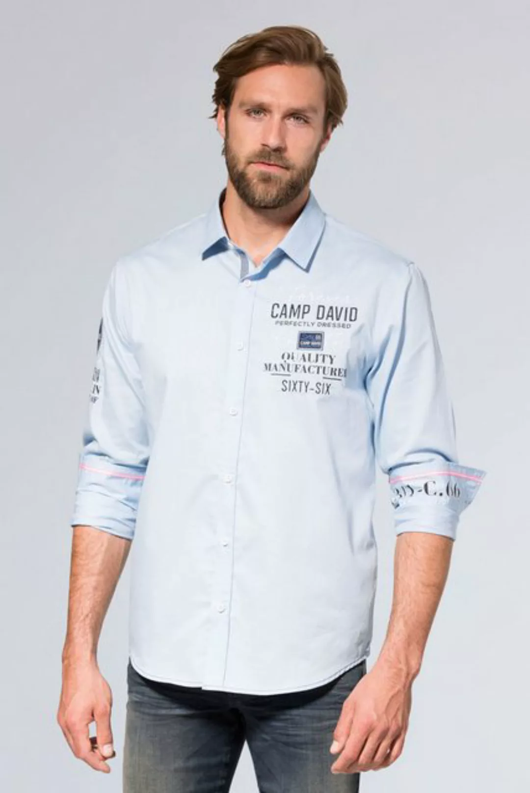 CAMP DAVID Langarmhemd mit herausnehmbaren Kragenstäbchen günstig online kaufen