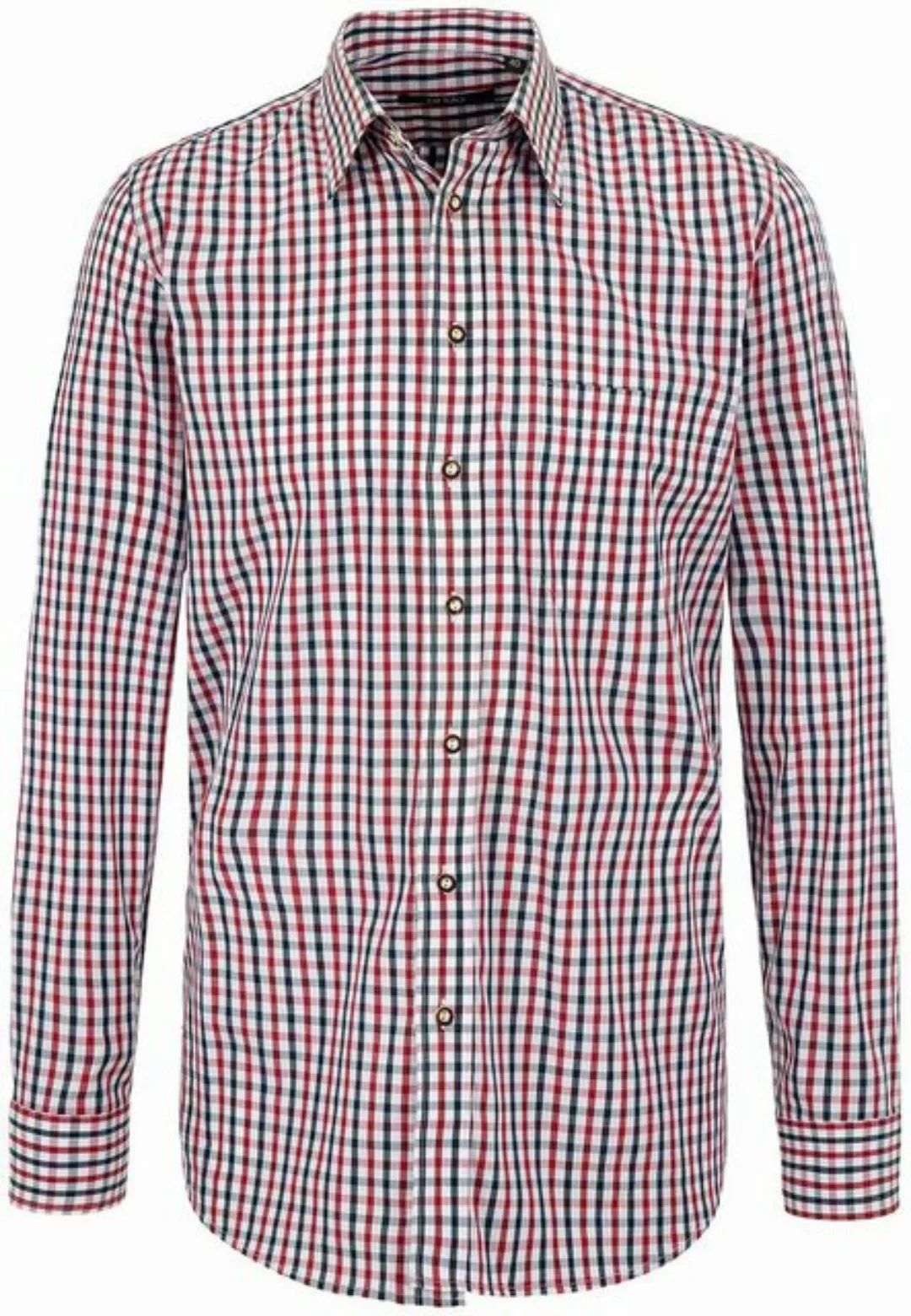 arido Trachtenhemd ARIDO Hemd rot kariert Slim Fit Langarm günstig online kaufen