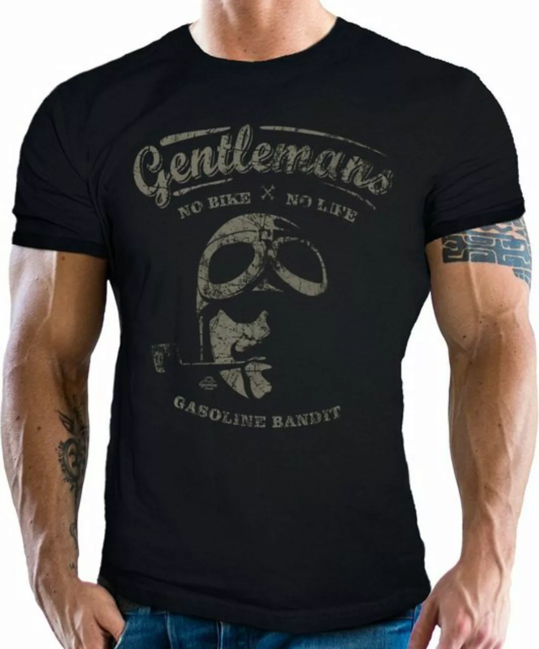GASOLINE BANDIT® T-Shirt für die gepflegten Motorradfahrer: Gentlemen Rider günstig online kaufen