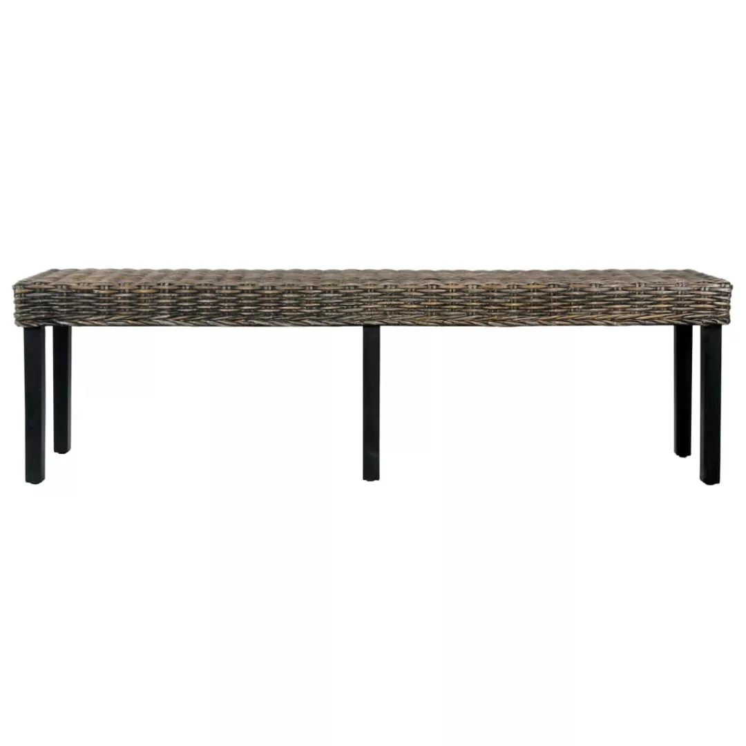 Sitzbank 160 Cm Schwarz Natur Kubu-rattan Und Massivholz Mango günstig online kaufen