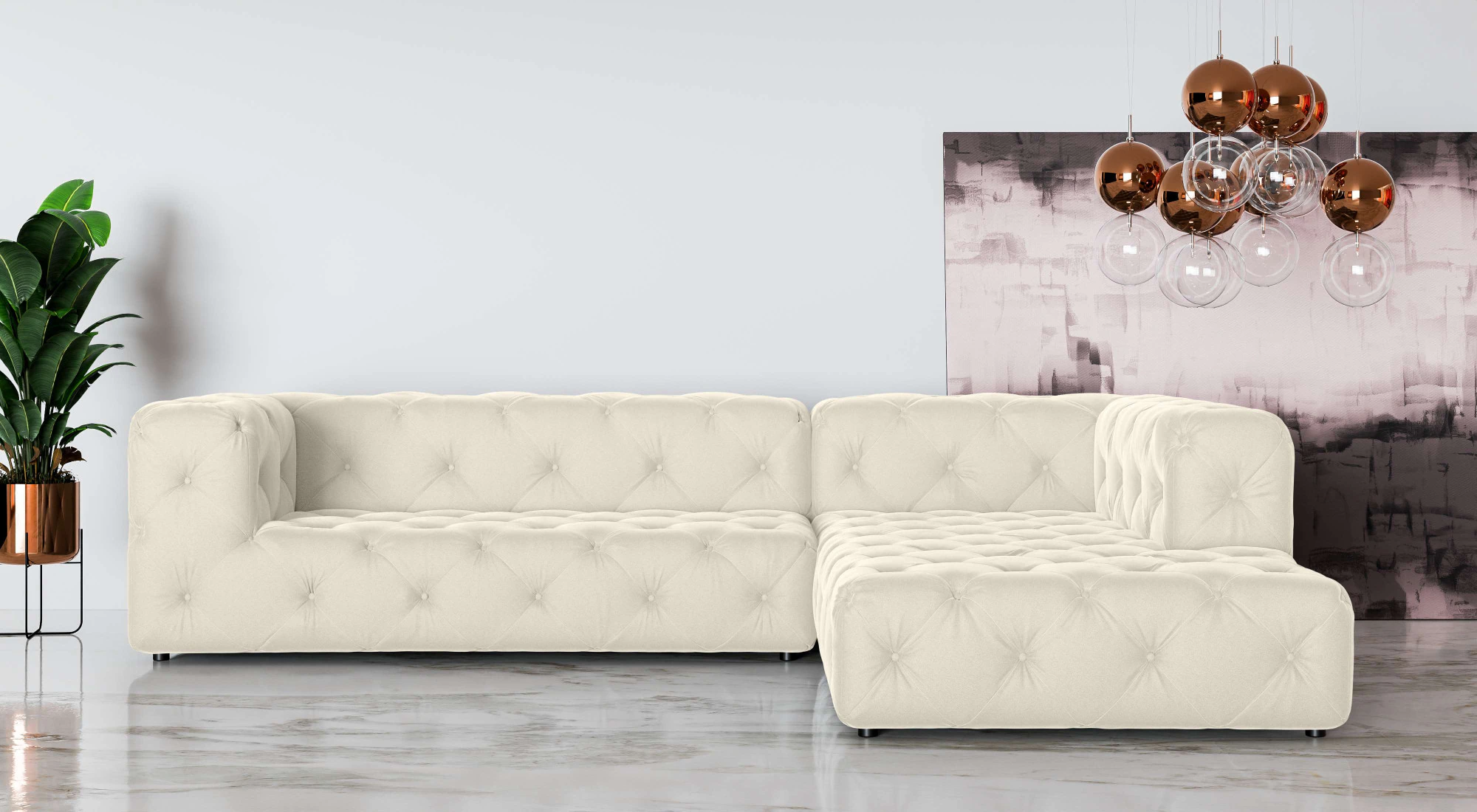 Places of Style Ecksofa "FOLLINA", L-Form, mit klassischer Chesterfield-Kno günstig online kaufen