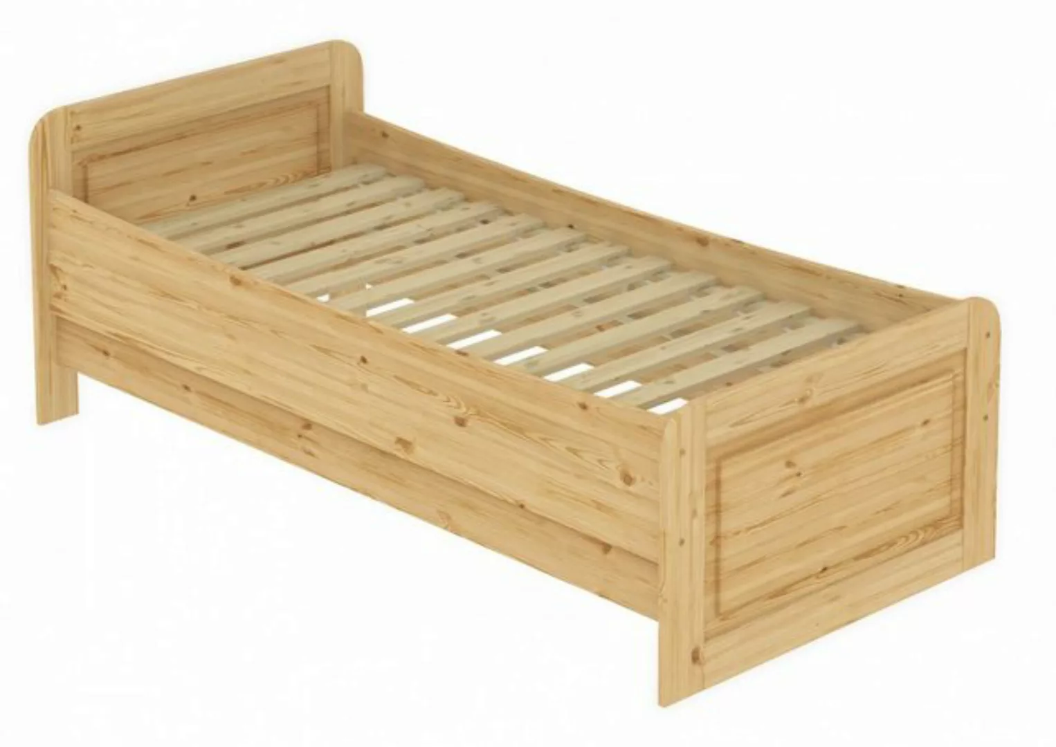 ERST-HOLZ Einzelbett Bett extra hoch 120x220 Kiefer massiv Überlänge mit Ro günstig online kaufen