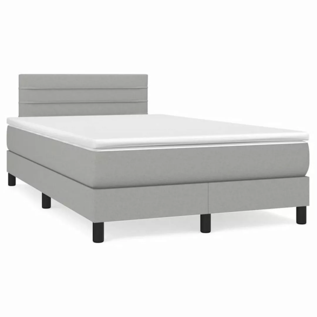 vidaXL Boxspringbett, Boxspringbett mit Matratze Hellgrau 120x190 cm Stoff günstig online kaufen