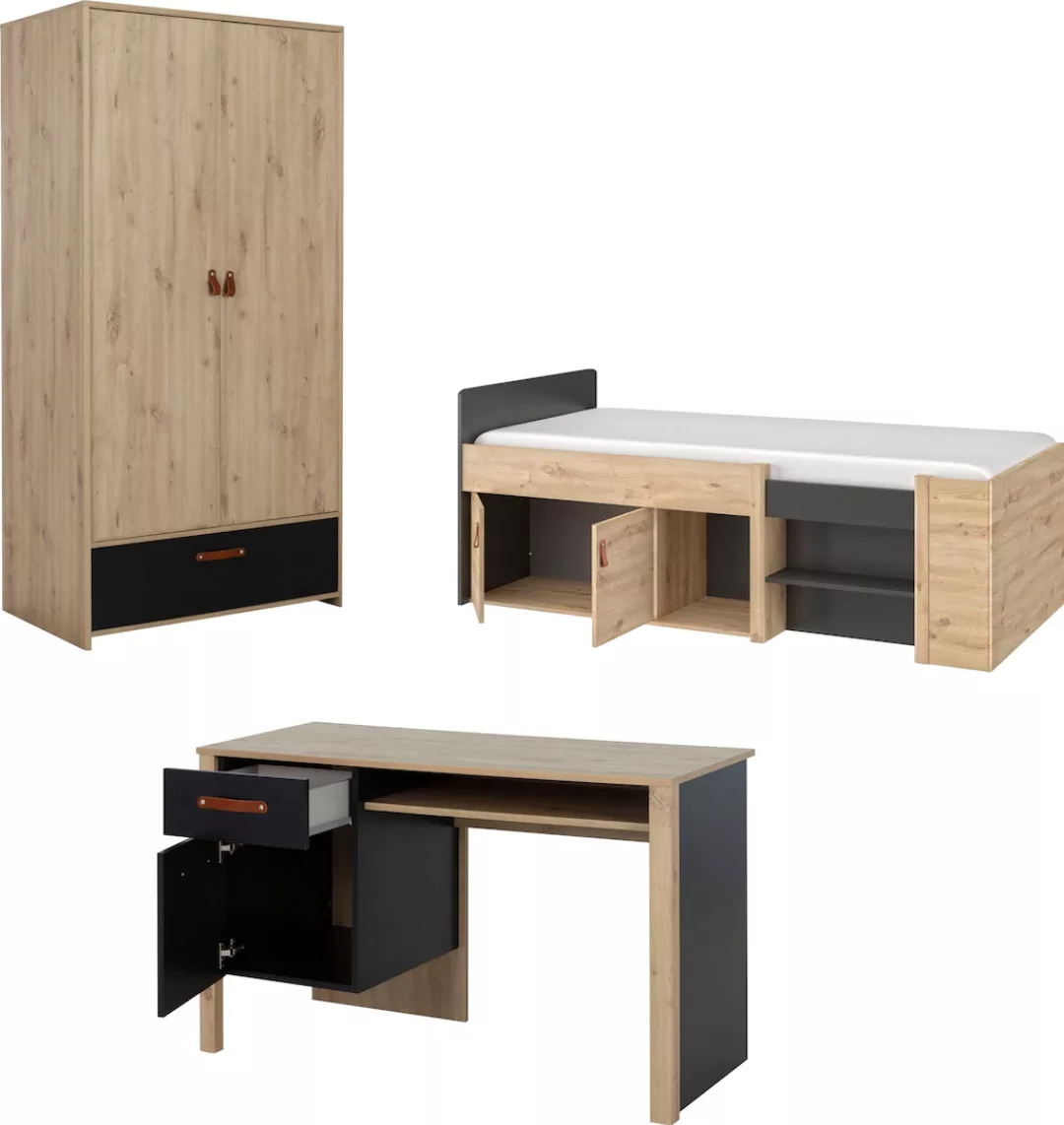 Gami Jugendzimmer-Set "Arthus", (3 tlg., Funktionsbett, Kleiderschrank, Sch günstig online kaufen