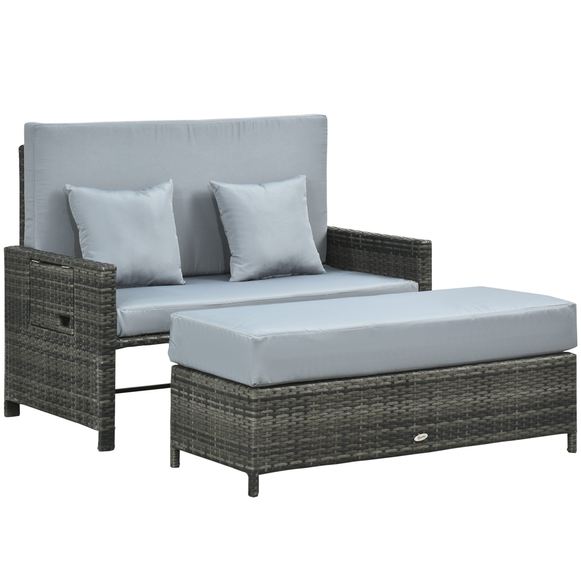 Outsunny Gartenlounge-Set Polyrattan Lounge-Sofa Zweisitzer-Gartensofa mit günstig online kaufen