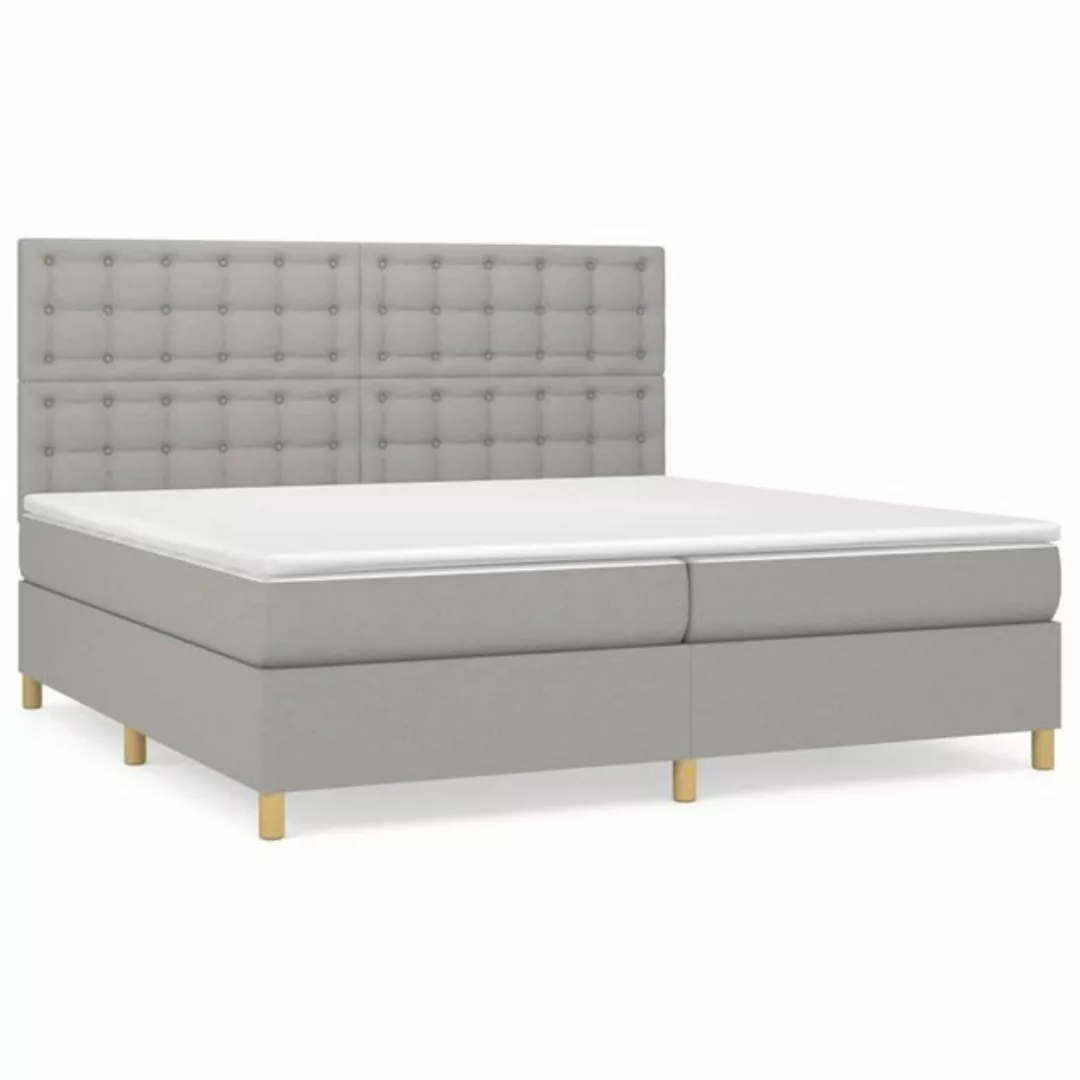 vidaXL Boxspringbett Boxspringbett mit Matratze Hellgrau 200x200 cm Stoff B günstig online kaufen