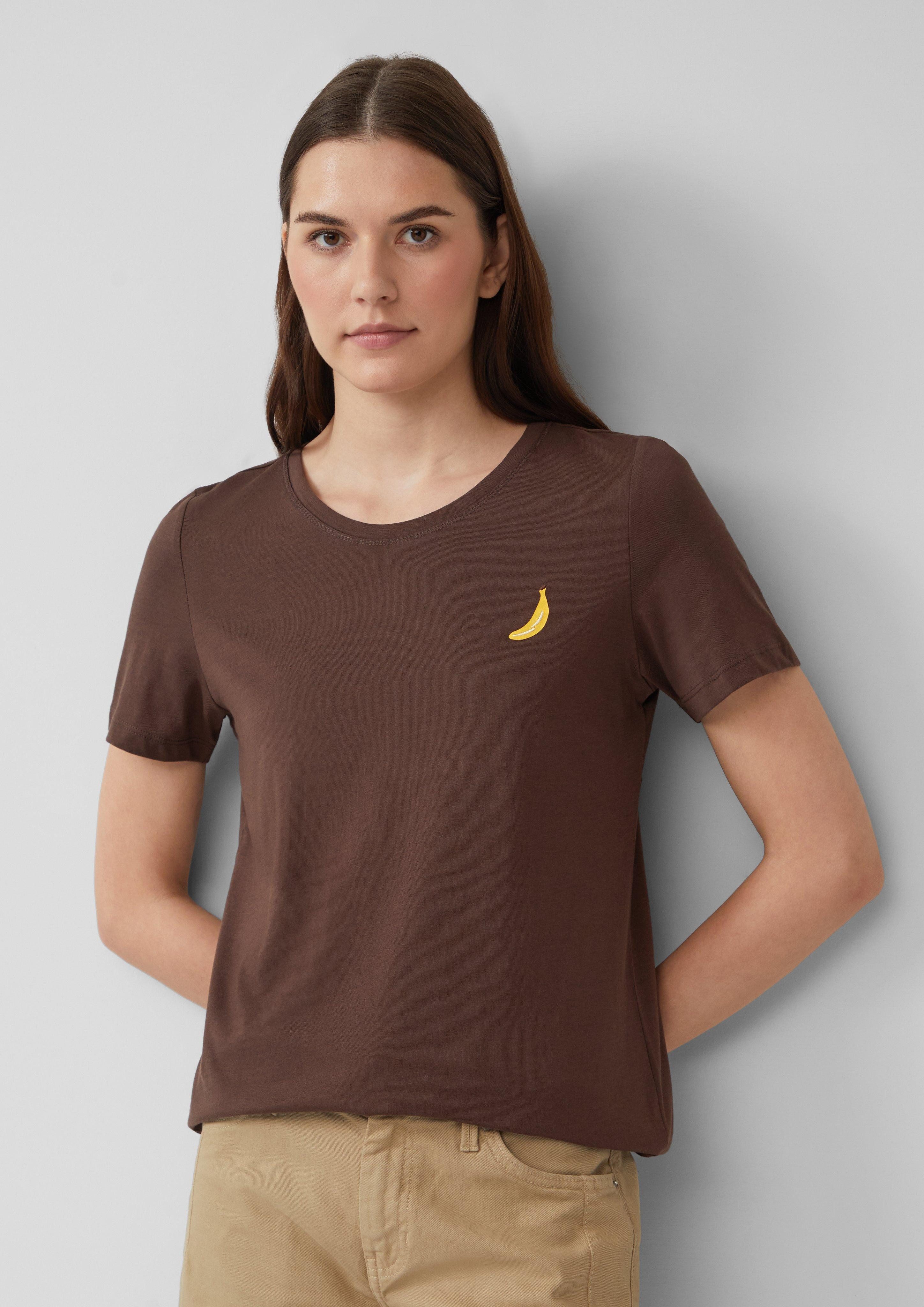 s.Oliver Kurzarmshirt Jersey-T-Shirt mit Stickerei Artwork günstig online kaufen