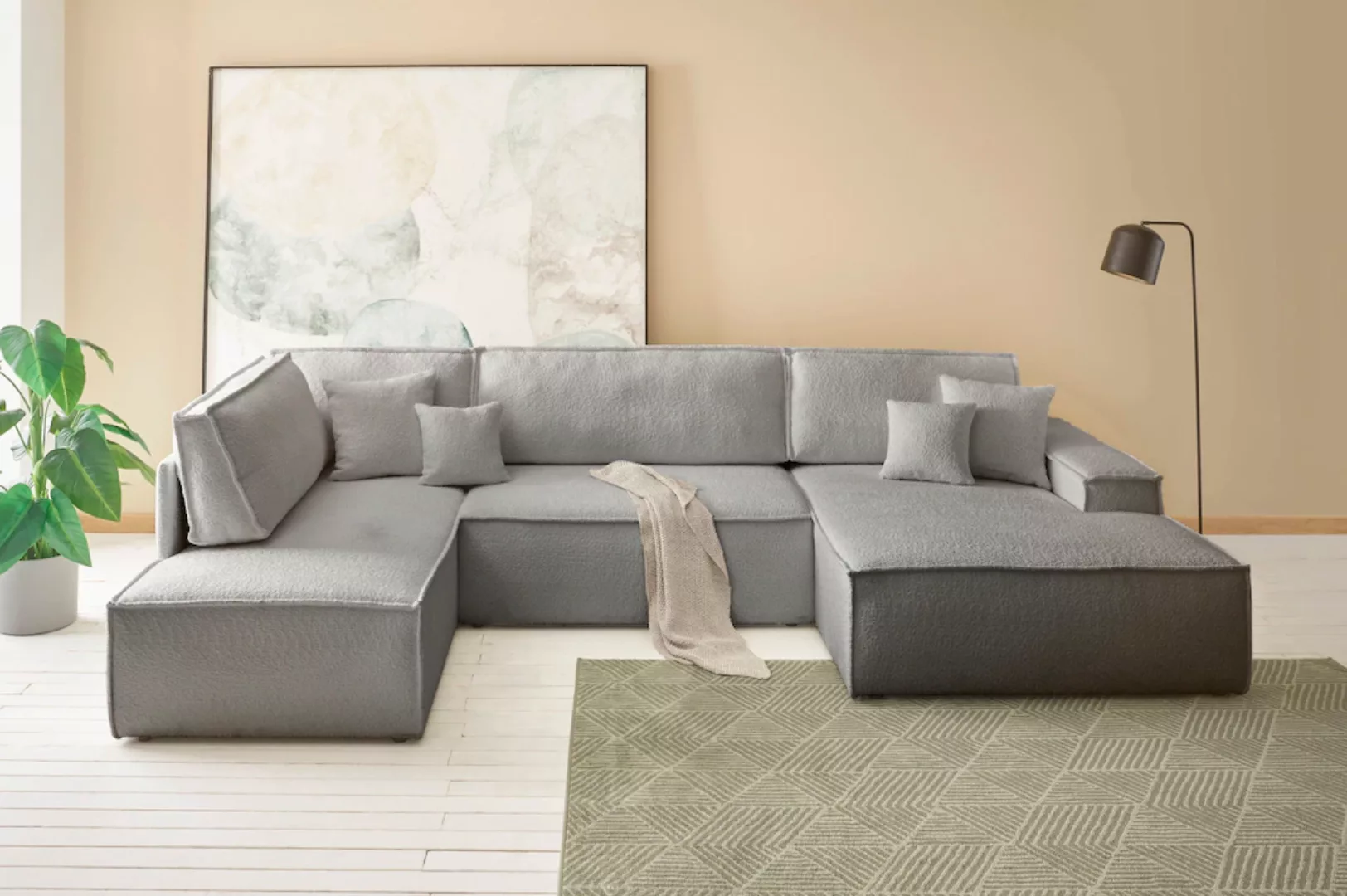 andas Wohnlandschaft FINNLEY U-Form XXL 329 cm, Schlafsofa, Schlaffunktion günstig online kaufen