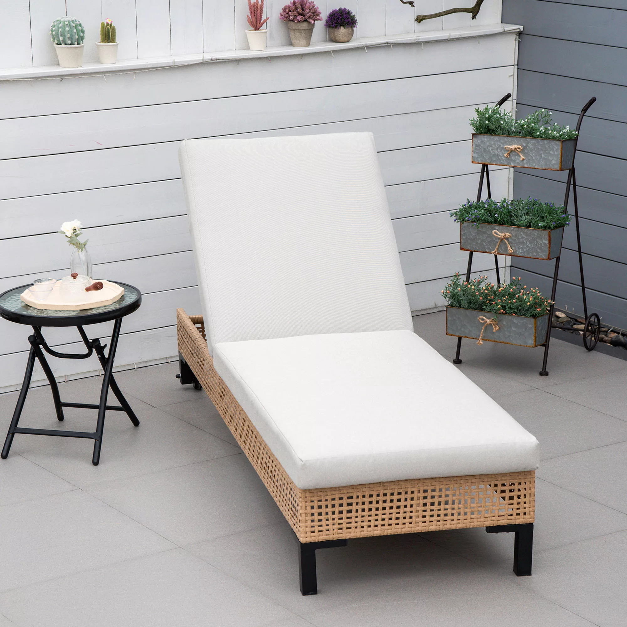Outsunny Gartenmöbel Sonnenliege Gartenliege Liege mit Kissen 3-stufig vers günstig online kaufen