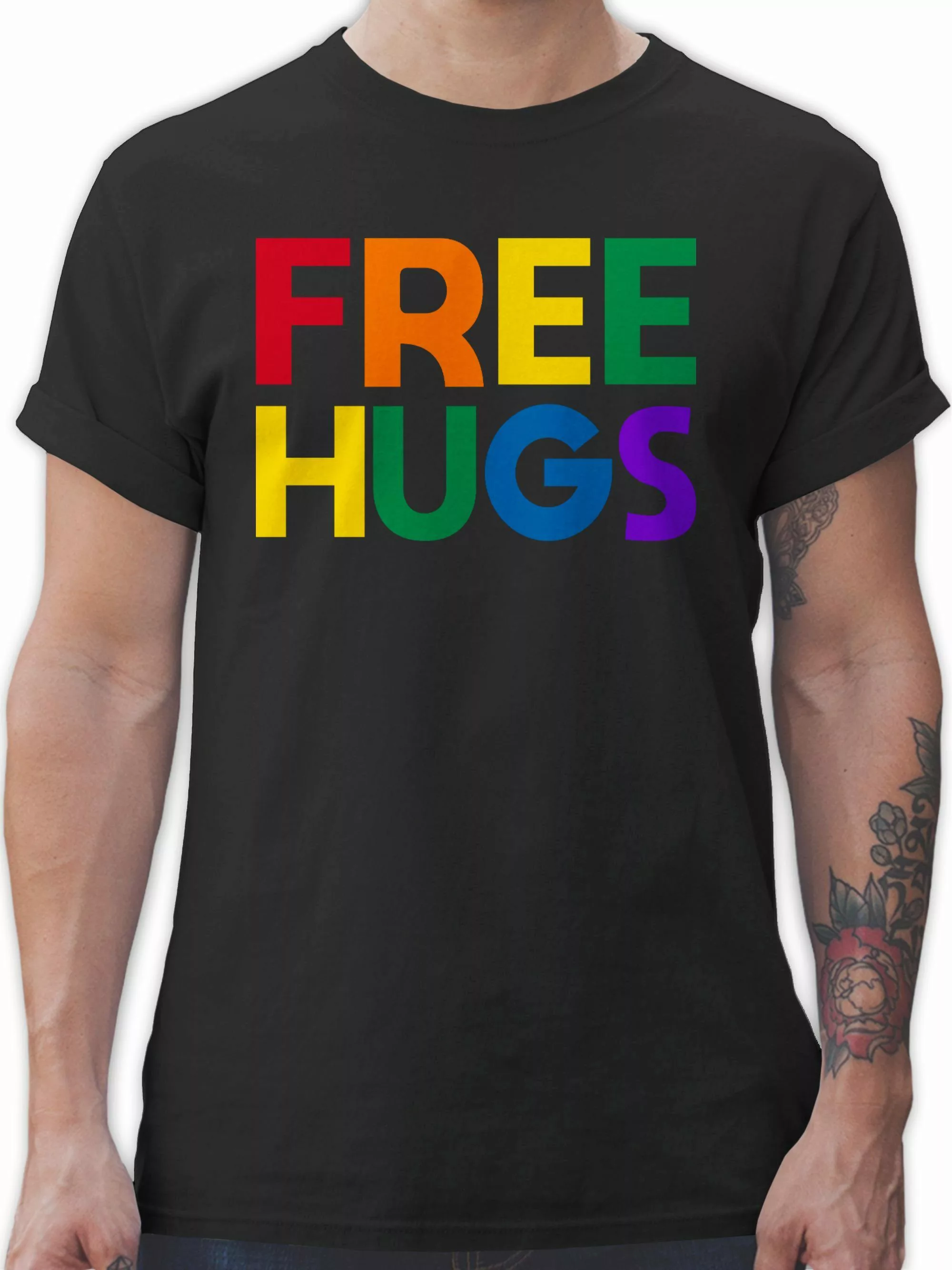 Shirtracer T-Shirt Free Hugs - Lettering günstig online kaufen