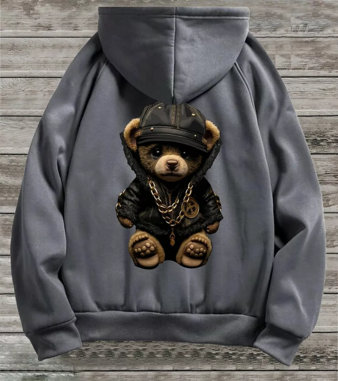 RMK Hoodie Kapuzenpullover Longsleeve mit Gangster Bär Teddybär mit Kapuze, günstig online kaufen