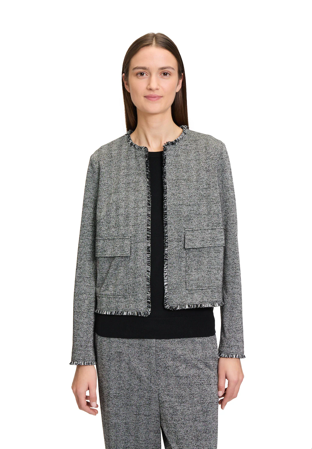 Betty&Co Jackenblazer "Betty & Co Damen Jerseyjacke mit Fransen" günstig online kaufen