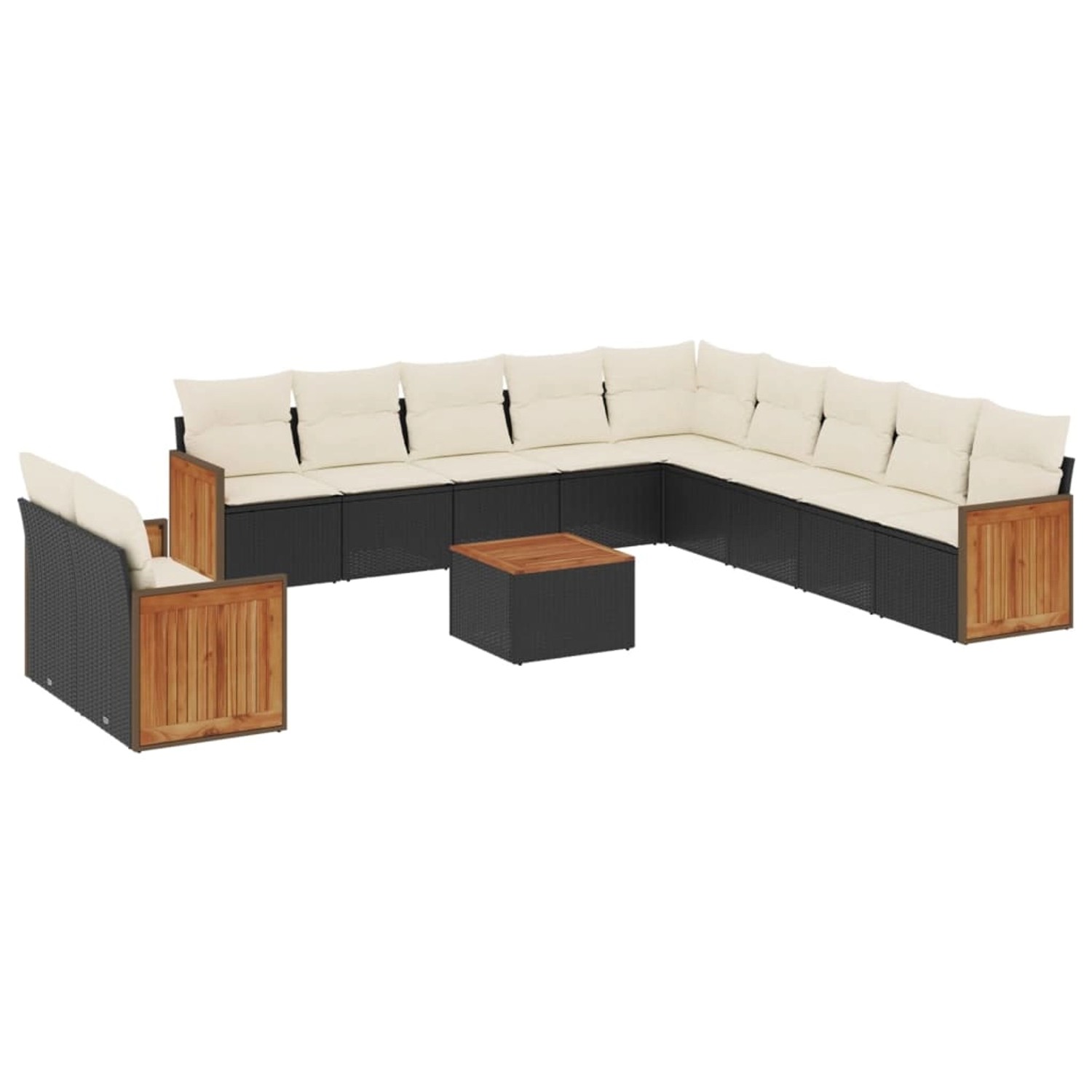 vidaXL 12-Tlg Garten-Sofagarnitur mit Kissen Schwarz Poly Rattan 3260215 günstig online kaufen