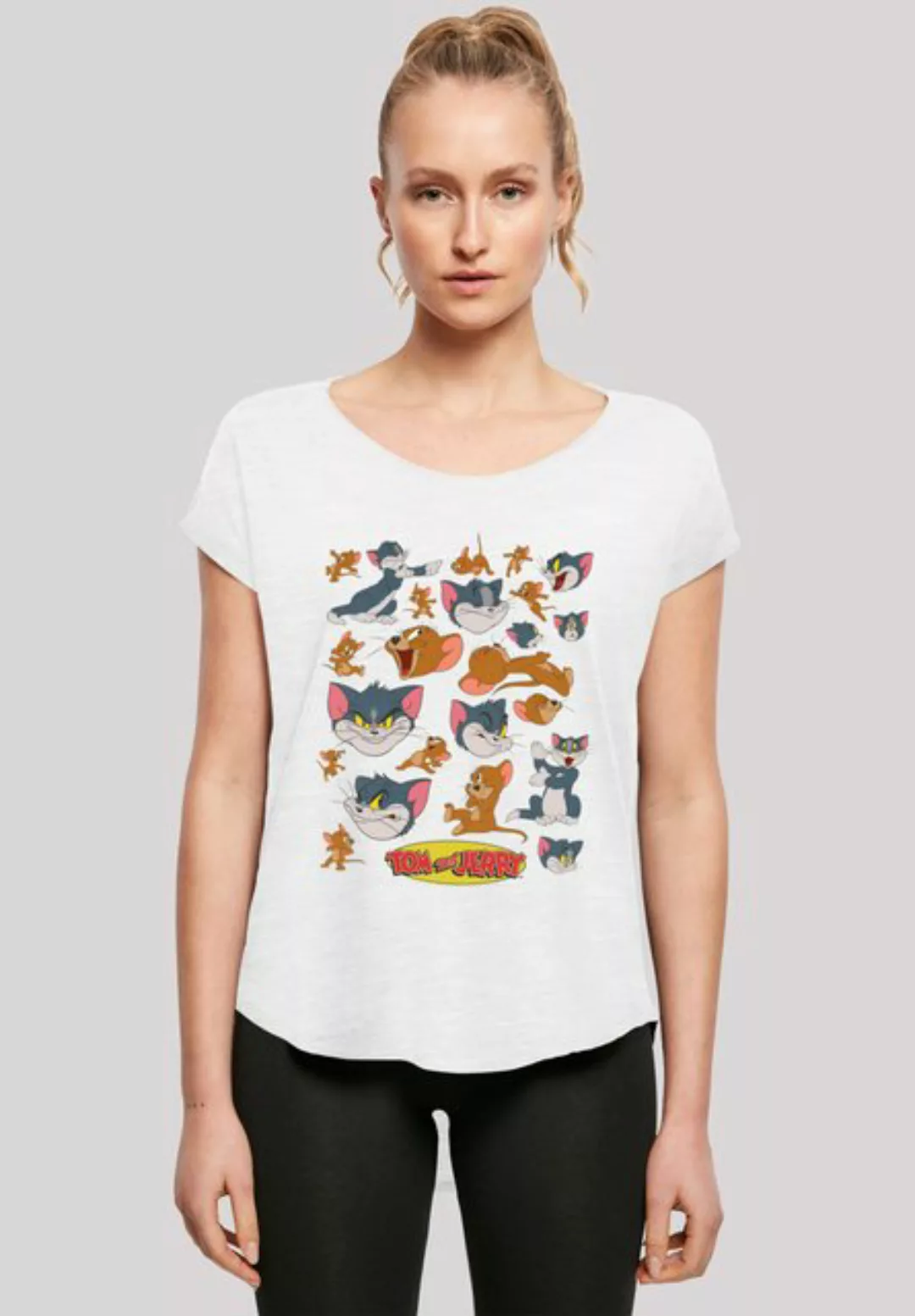 F4NT4STIC T-Shirt Long Cut T-Shirt Tom and Jerry TV Serie Many Faces Damen, günstig online kaufen