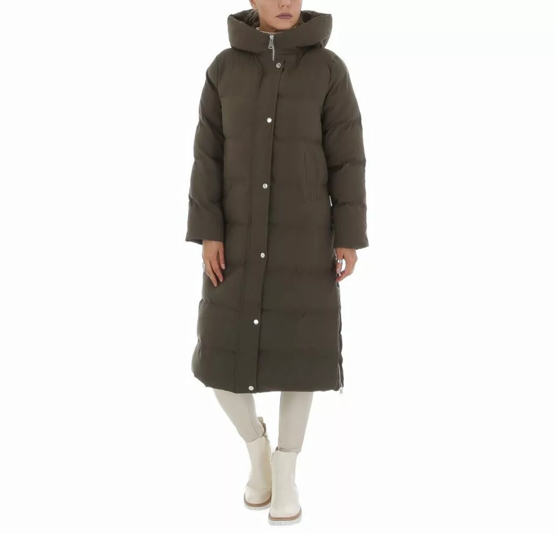 Ital-Design Steppjacke Damen Freizeit Kapuze Gefüttert Winterjacke in Khaki günstig online kaufen