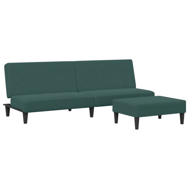 vidaXL Sofa Schlafsofa 2-Sitzer mit Fußhocker Dunkelgrün Samt günstig online kaufen