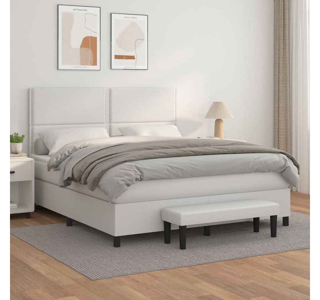 vidaXL Boxspringbett Boxspringbett mit Matratze und Fusshocker Kunstleder ( günstig online kaufen