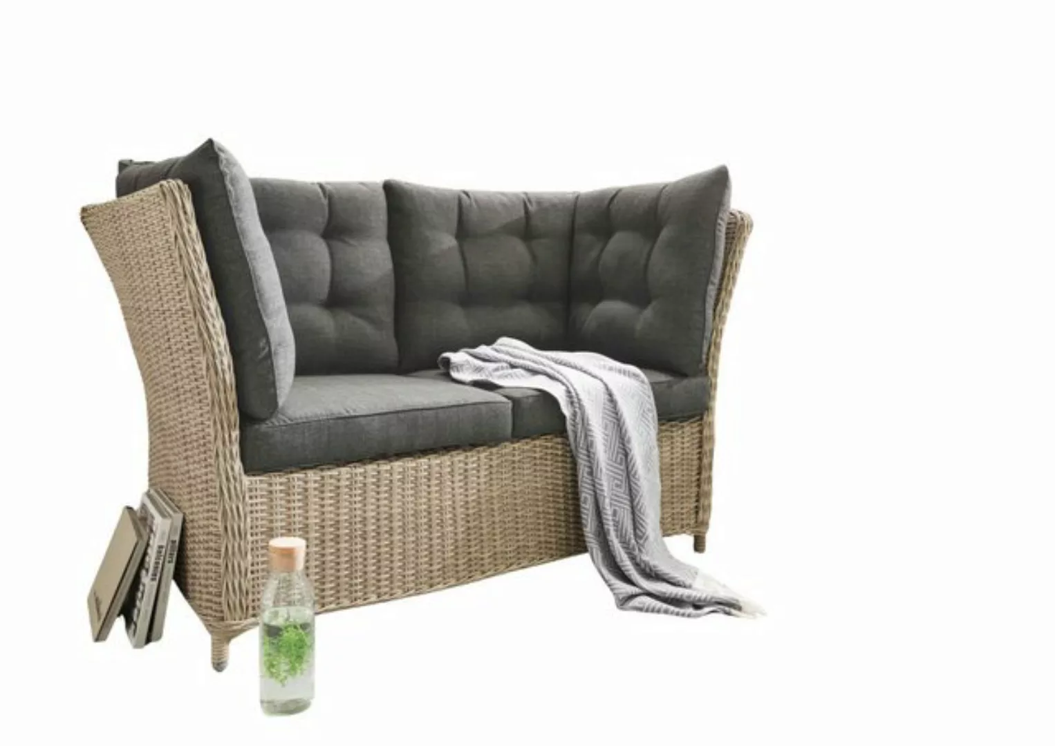 Destiny Gartenlounge-Bank "PALMA", Polyrattan, Aluminium, inkl. Auflagen günstig online kaufen