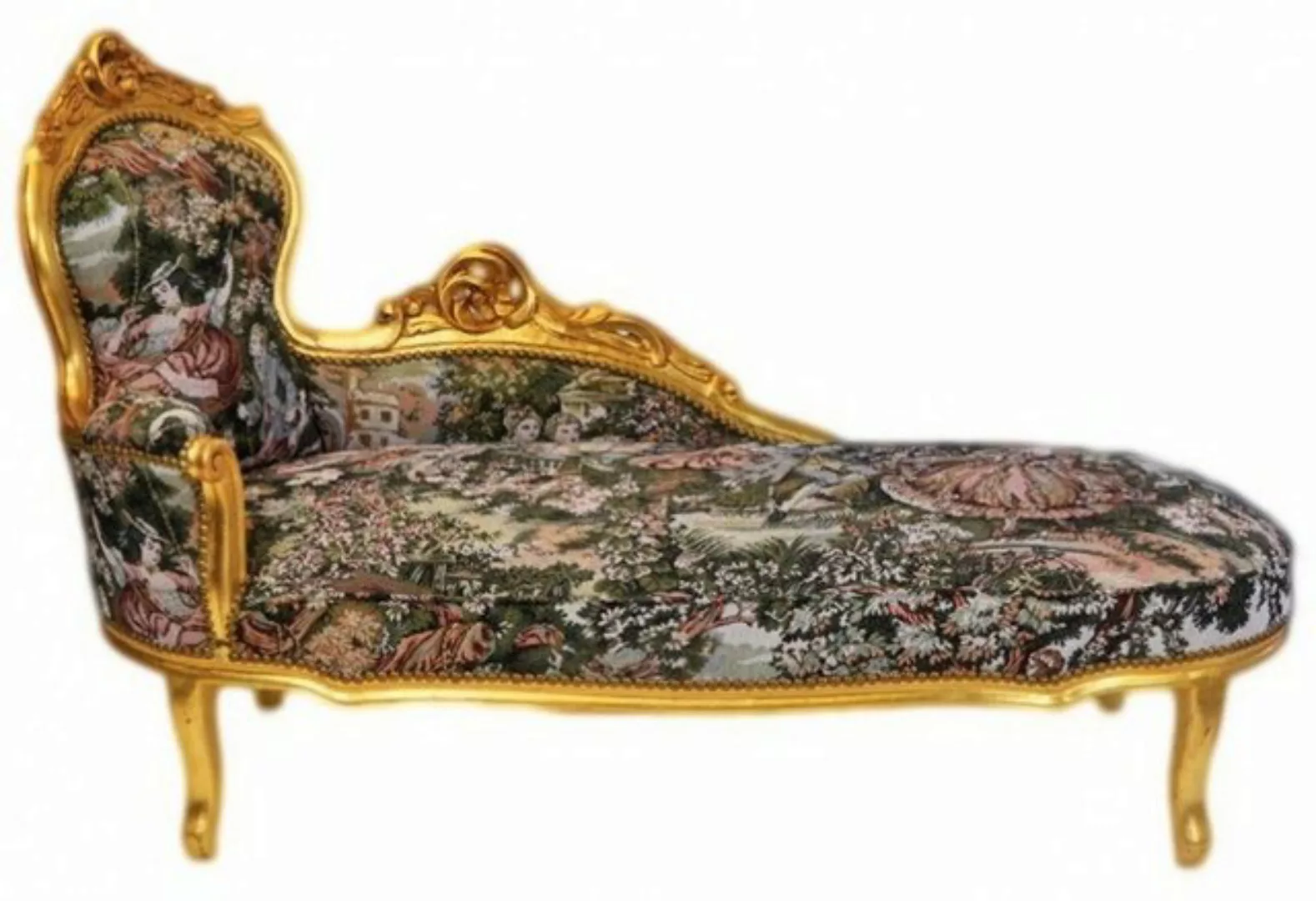 Casa Padrino Chaiselongue Barock Chaiselongue Gobelin Muster / Gold - Möbel günstig online kaufen