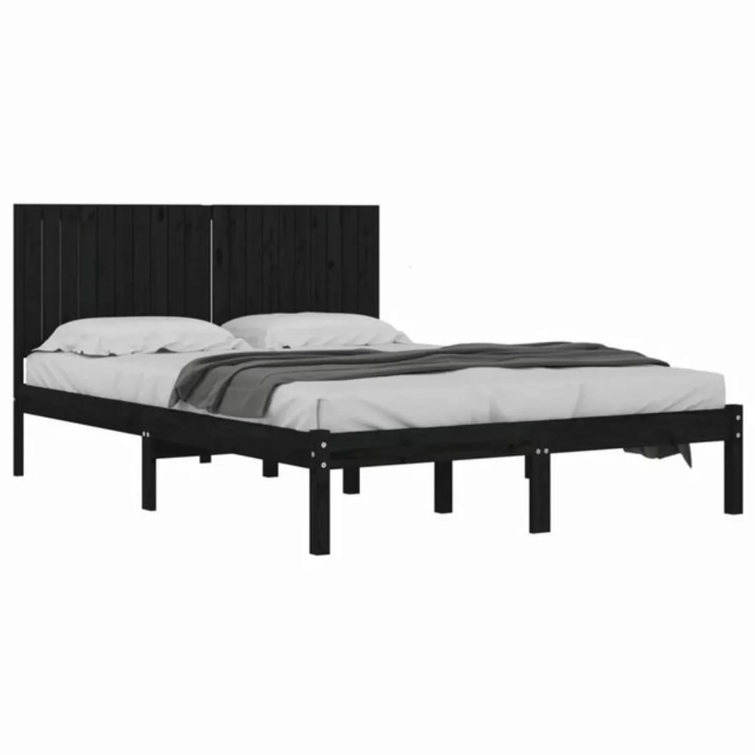 furnicato Bettgestell Massivholzbett Schwarz Kiefer 140x190 cm (1-tlg) günstig online kaufen