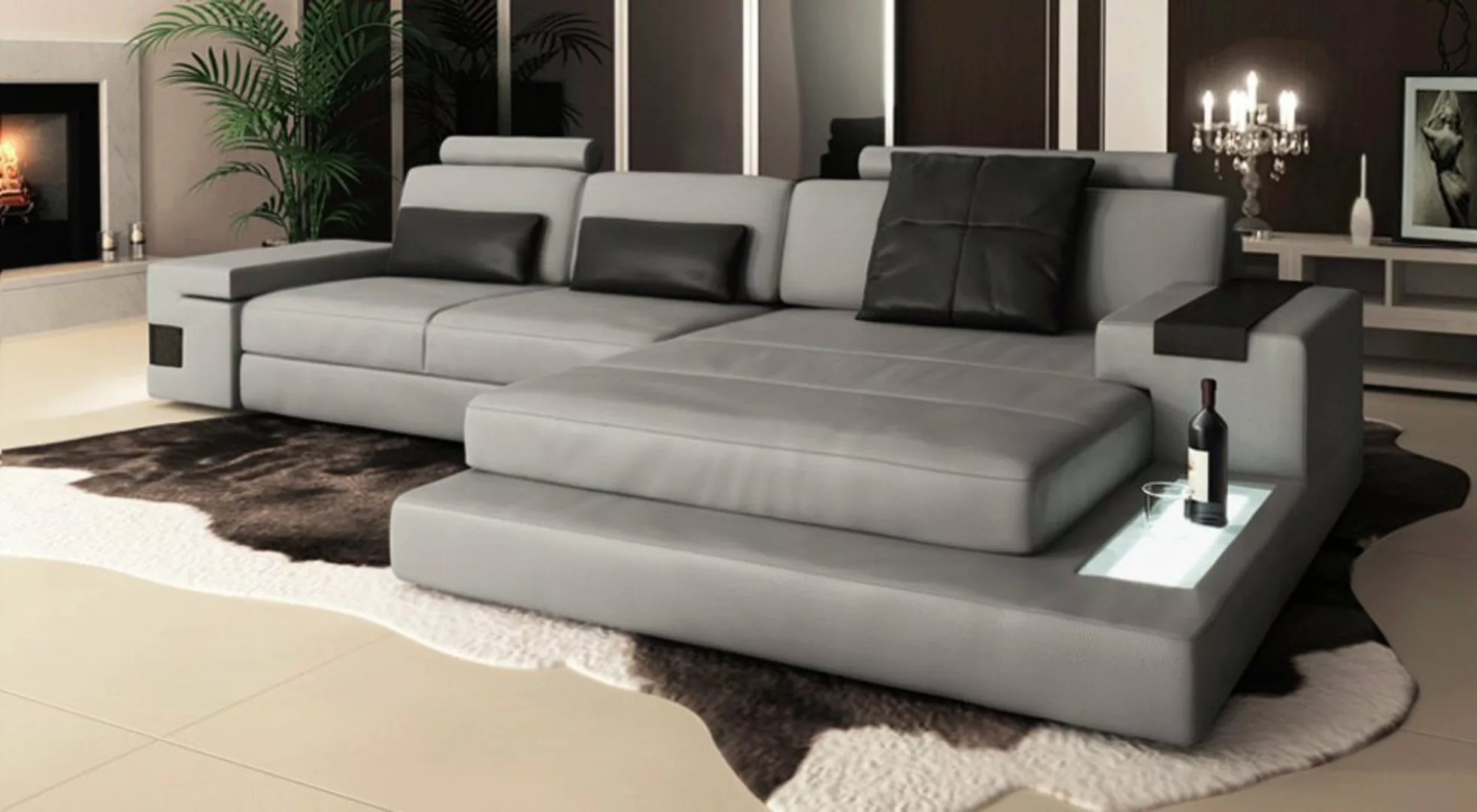 BULLHOFF Ecksofa Wohnlandschaft Leder Ecksofa Designsofa Eckcouch L-Form LE günstig online kaufen