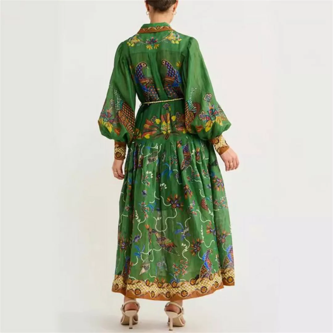RUZU UG Dirndl Damenkleid bedruckter Cardigan bedruckt mit langen Ärmeln günstig online kaufen
