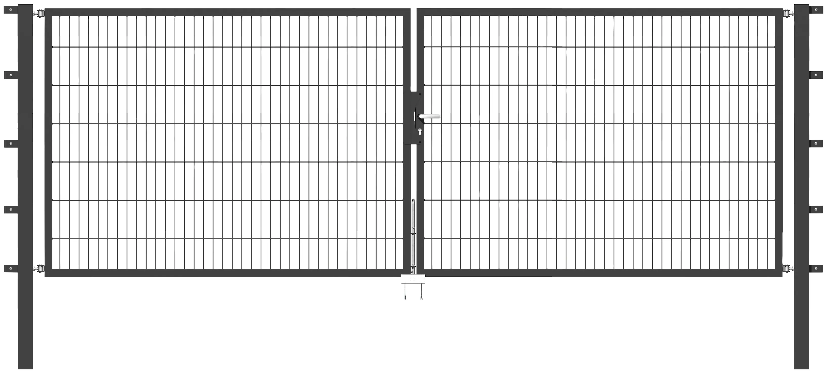 Metallzaun Doppeltor für Doppelstabmatte Grün z. Einbetonieren 80 cm x 400 günstig online kaufen