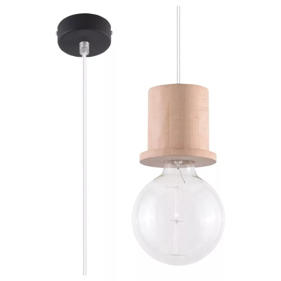 famlights | Pendelleuchte Hanna aus Holz in Natur-hell E27 1 x 60 W günstig online kaufen