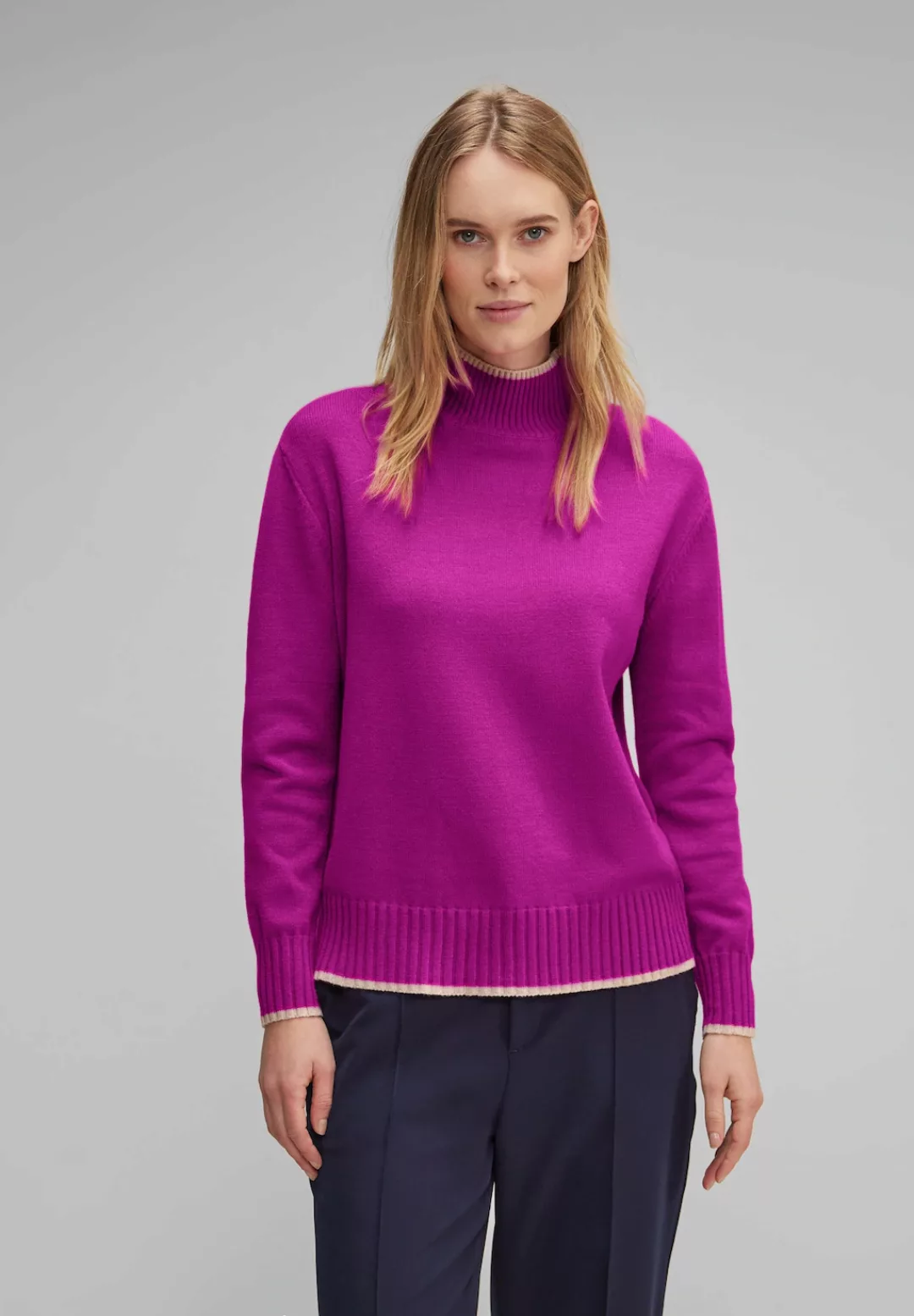 STREET ONE Stehkragenpullover, in Unifarbe günstig online kaufen