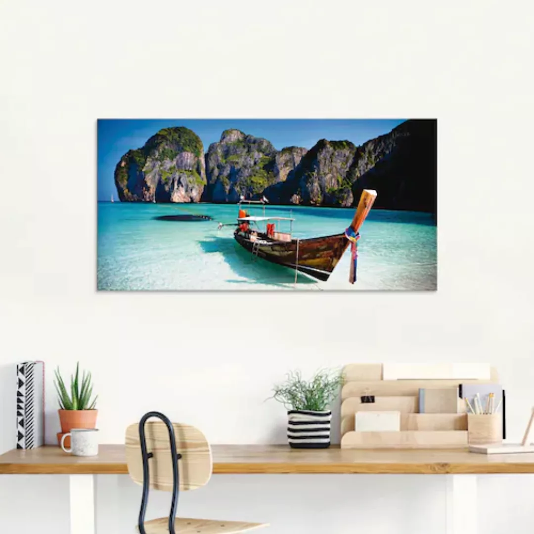 Artland Glasbild »Maya Bay, Koh Phi Phi Leh, Thailand«, Boote & Schiffe, (1 günstig online kaufen