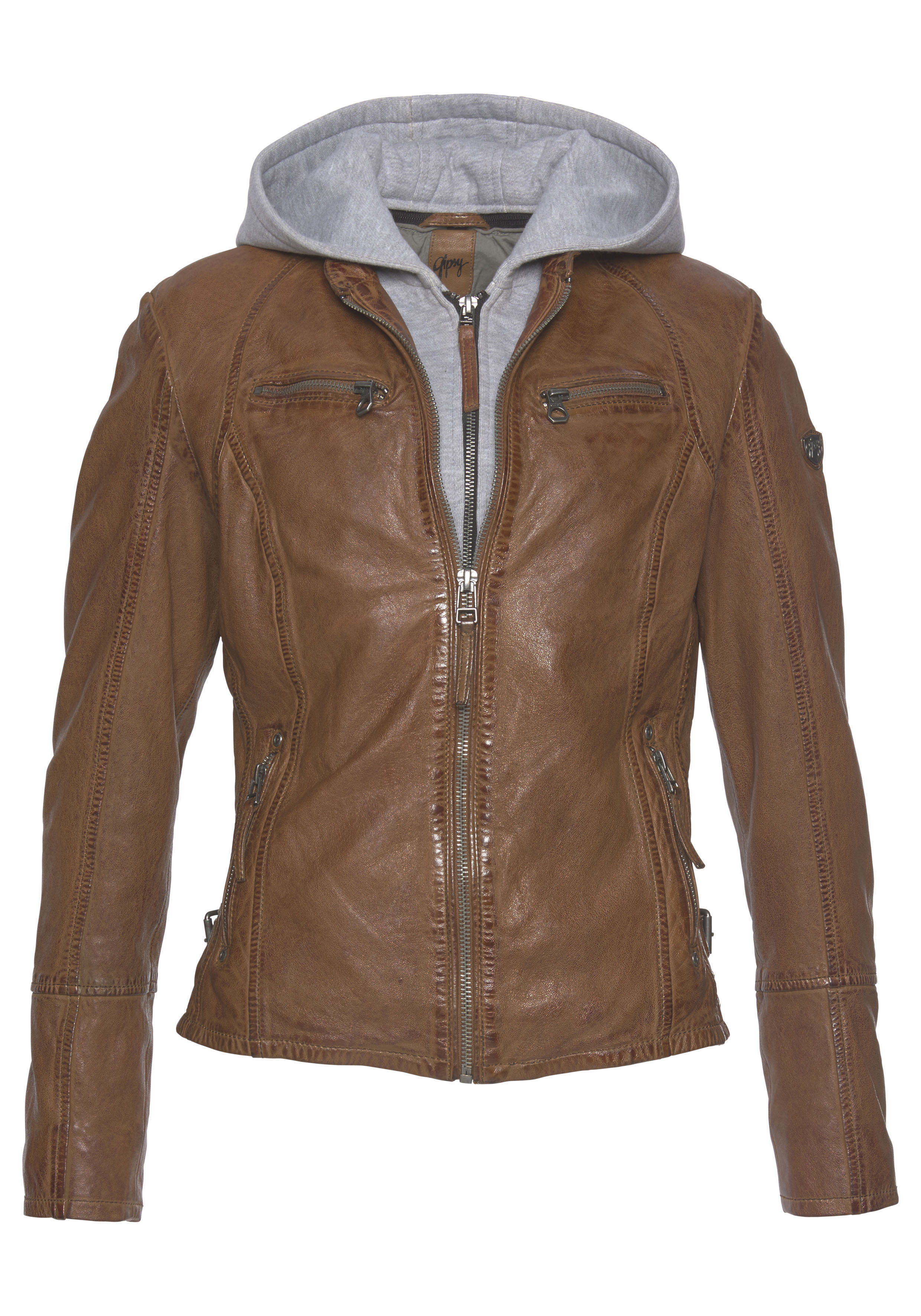 Gipsy Lederjacke NOLA Two-in-One Style - mit abnehmbarer Jersey-Kapuze günstig online kaufen