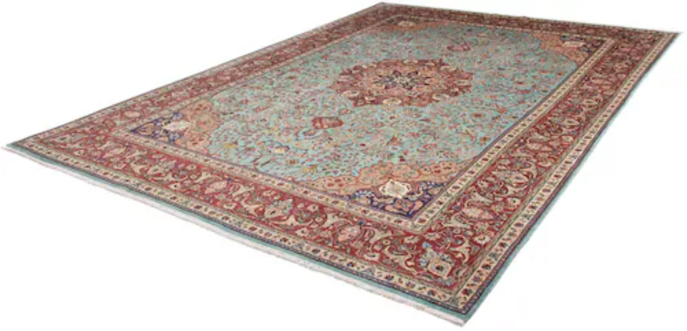 morgenland Wollteppich »Täbriz - 50 Raj Medaillon Blu scuro 295 x 200 cm«, günstig online kaufen