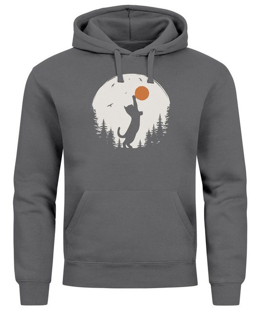 Neverless Hoodie Hoodie Herren mit Frontprint Katze Silhouette Natur Aufdru günstig online kaufen