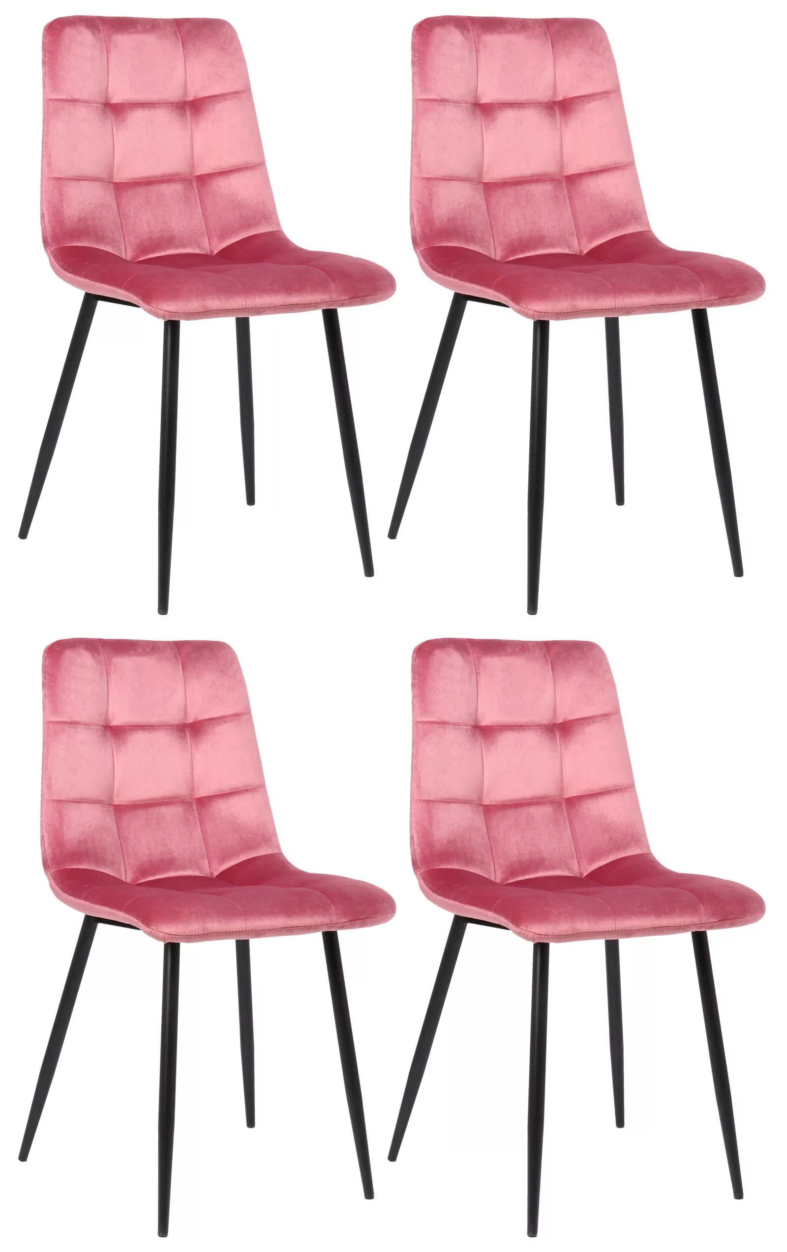 4er Set Esszimmerstuhl Tilde-pink-Samt günstig online kaufen