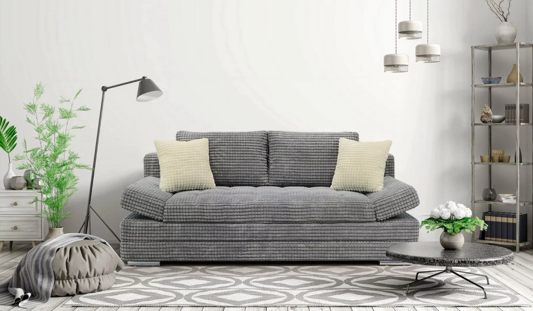 Hygger Möbelhaus Schlafsofa Barni Sofa Grau mit Schlaffunktion, Inkl. Armte günstig online kaufen