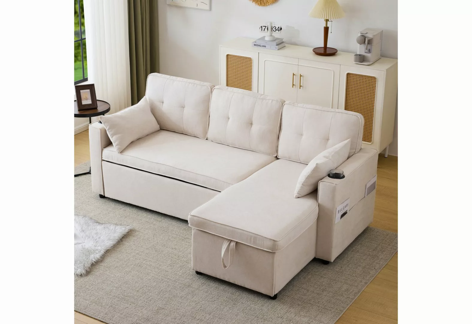 HAUSS SPLOE Sofa Schlafsofa Polstersofa mit Stauraum, Getränkehalter, Seite günstig online kaufen