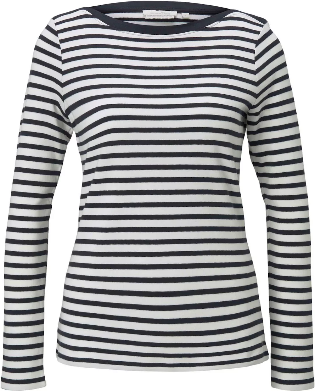 TOM TAILOR T-Shirt Gestreiftes Langarm Shirt Basic Pullover 6287 in Navy günstig online kaufen